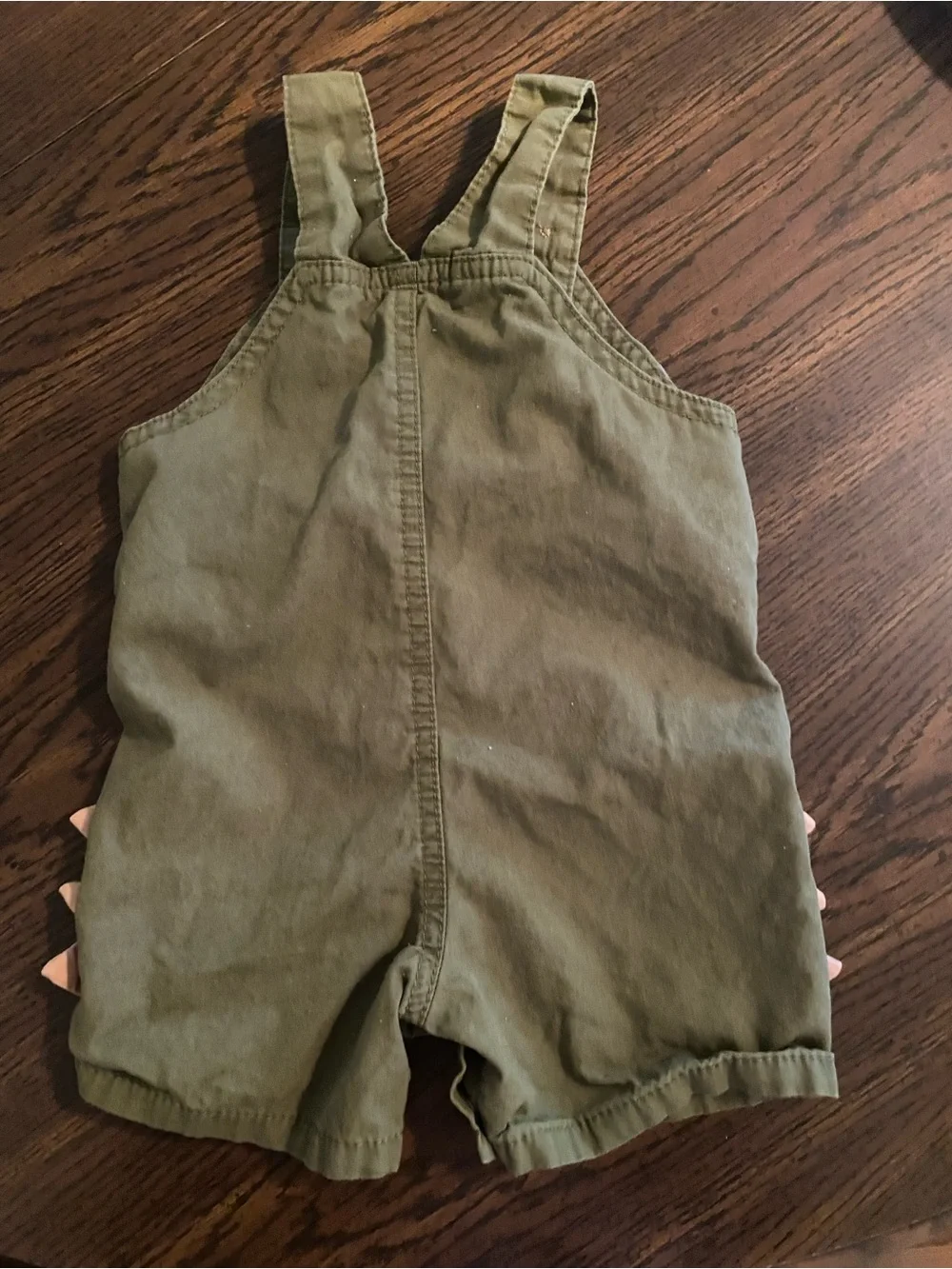 Carter's Olive Green Toddler Overalls with orange Side Spikes